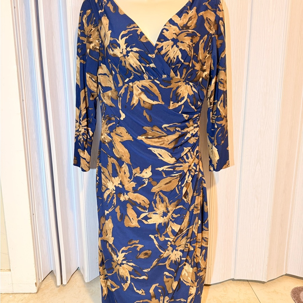 Lauren Ralph Lauren 3/4 sleeves wrap dress tropical size 6